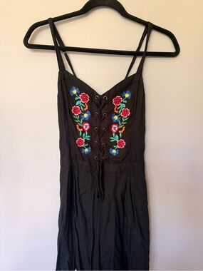 Hollister floral lace up romper
